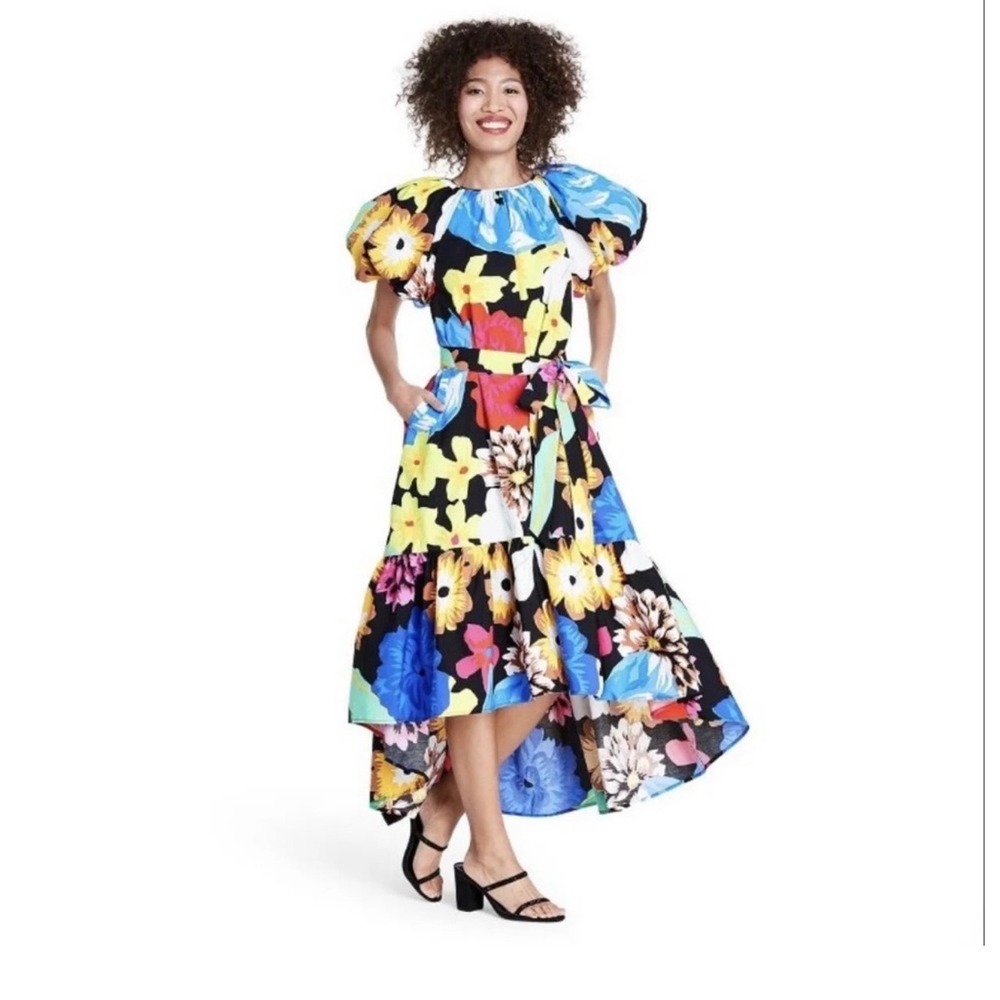 Christopher John Rogers x Target Black Puff Sleeve Floral Dress